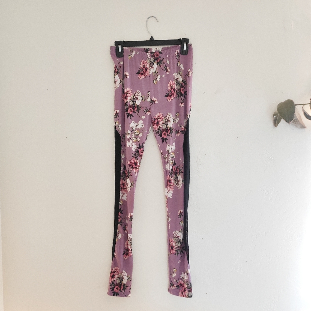 F21 floral mesh leggings
